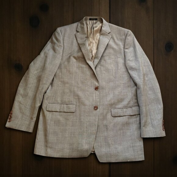 RALPH LAUREN Light Brown Plaid Blazer Jacket Size 46XL - Picture 1 of 9